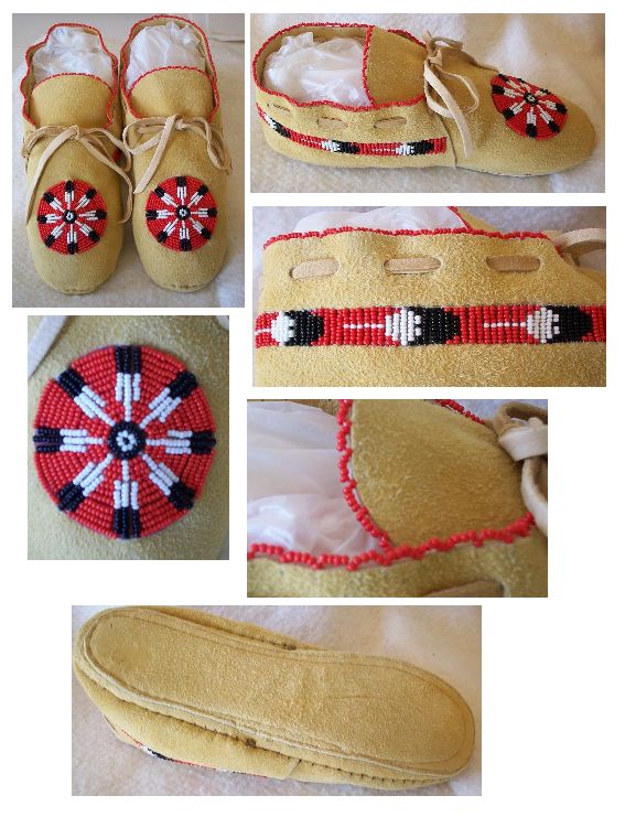 Moccasin Kit Ladies Native American Plains Style Soft Sole White